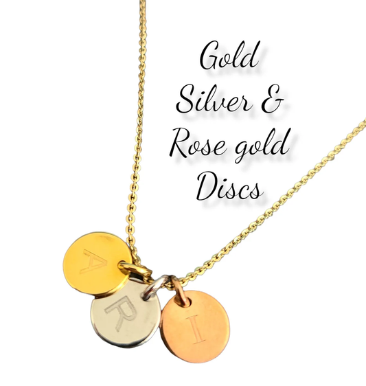 Disc Pendant Necklace - 9K Gold - Engraved - Small Disc