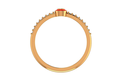 9K Gold Enamel and Diamond Dot Ring