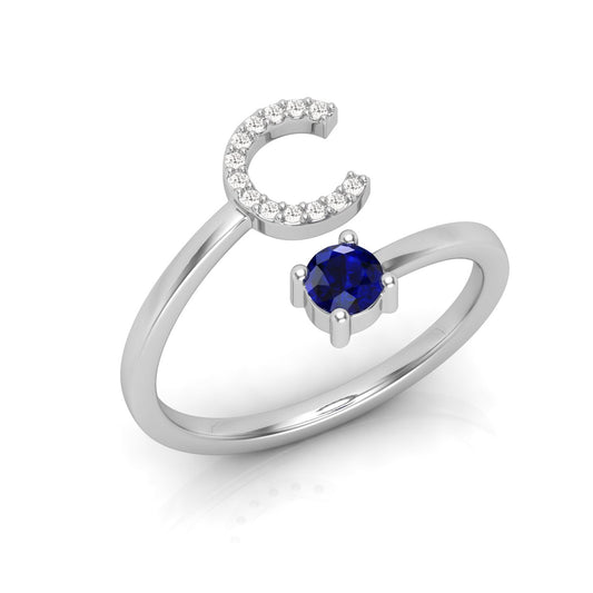 Gemstone Initial 'C' Ring