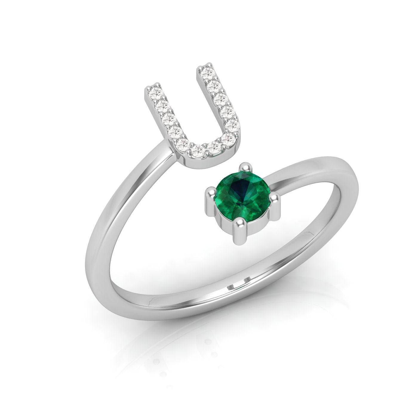 Gemstone Initial 'U' Ring